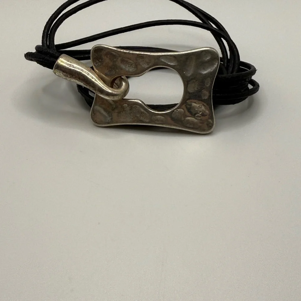 Vintage Oclaf Multistrand Leather and Silver Plated Bracelet